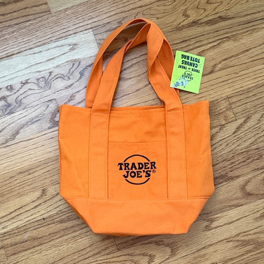 Trader Joe's Orange Canvas Tote Bag mini limited edition